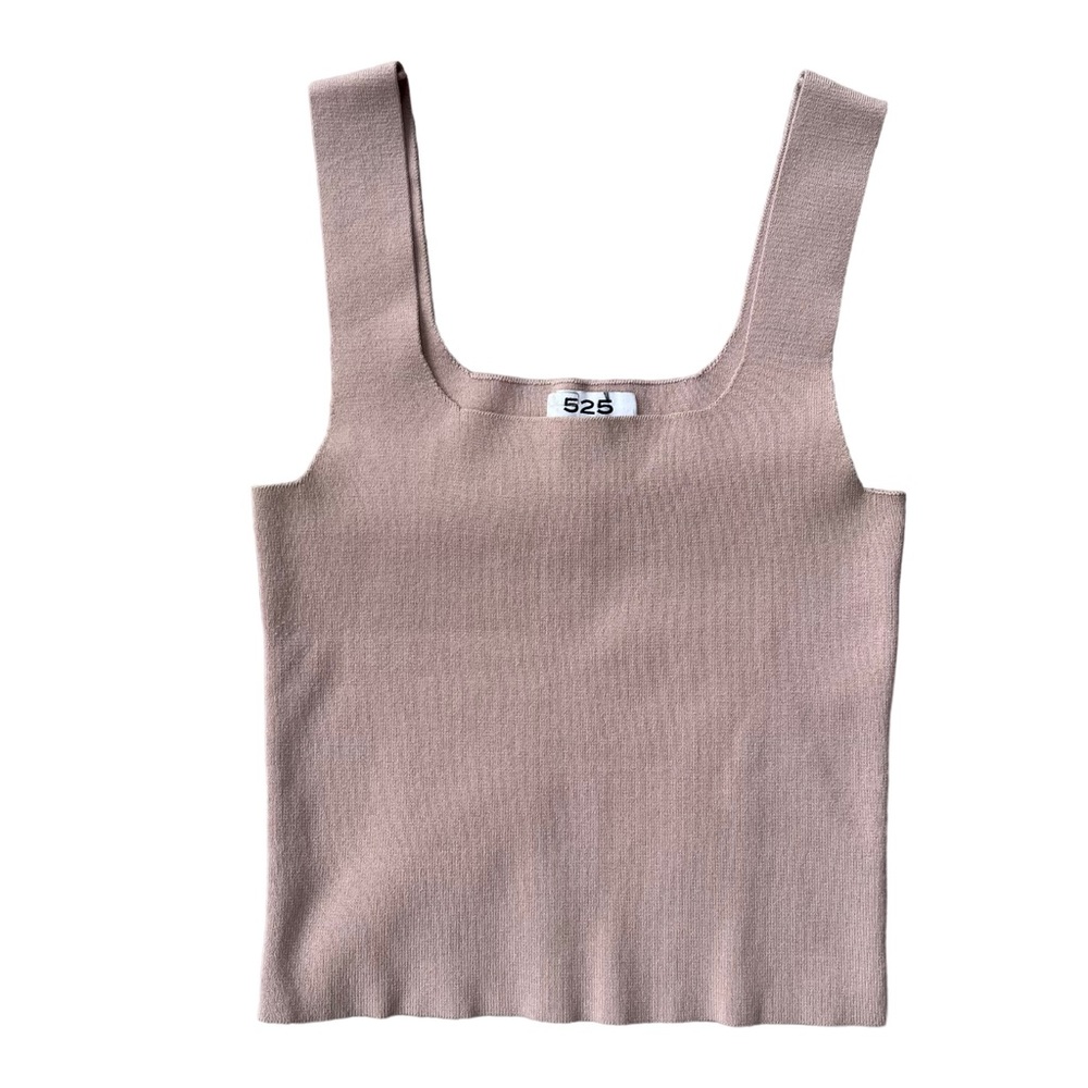 525 America Womens Blush Eva Square Neck Knit Tank Size XS Minimalist Capsule